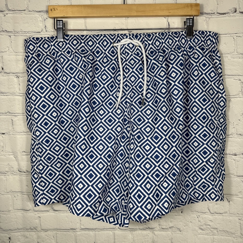 Collars & Co Swim Trunks Mens XXL Navy Geo Board Shorts Swimwear NWOT